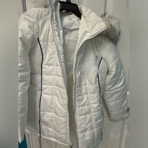 New Directions winter white coat with hood size small